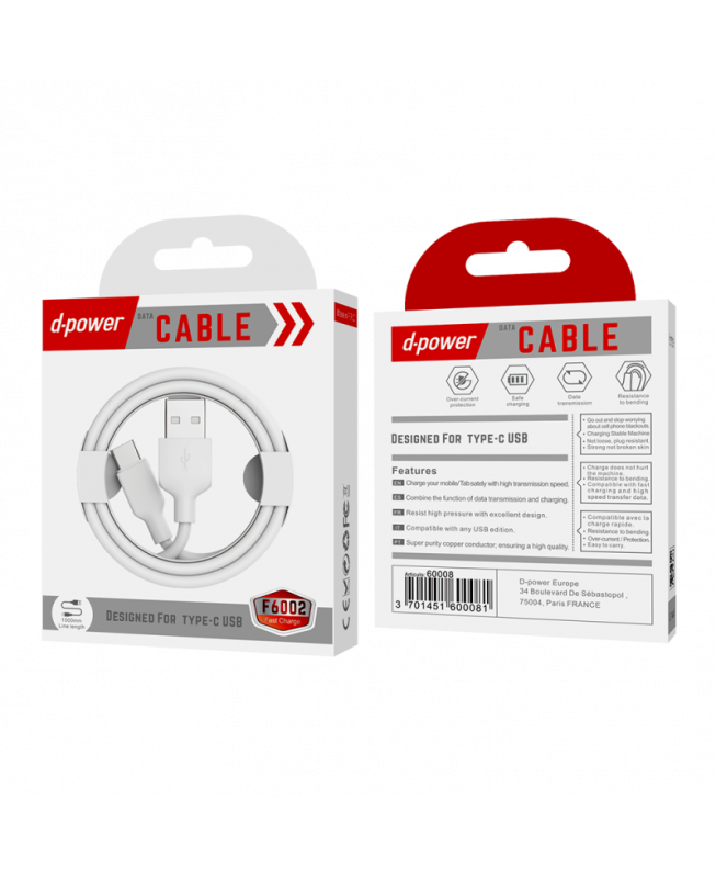 Cable F6002  Type C vers USB 1m