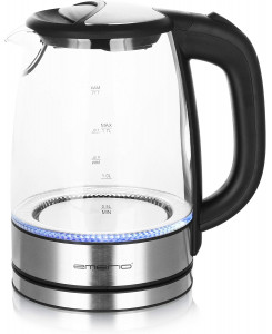 BOUILLOIRE EMERIO WK-119988.7 - 2200W/ 1,7L/ ARGENT/ FINITION VERRE